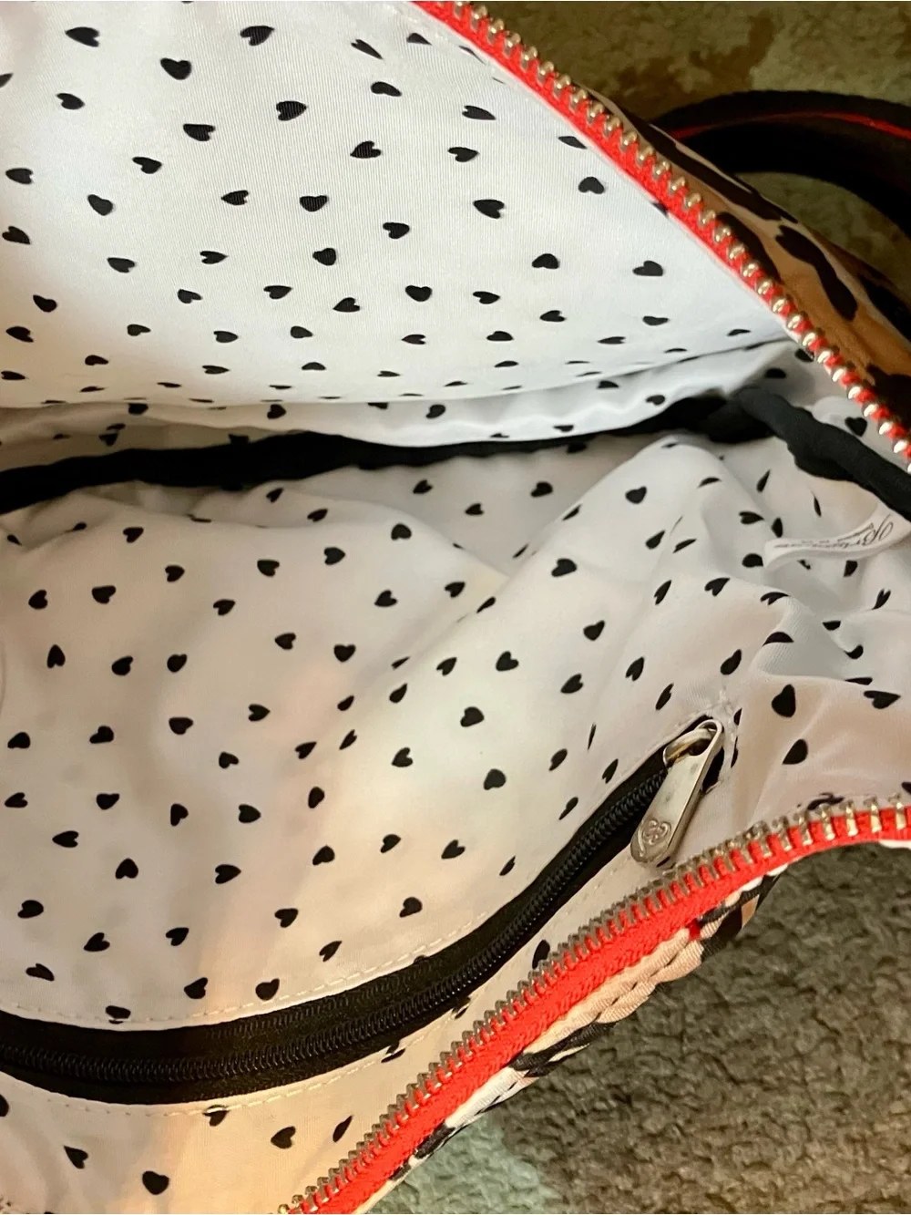 Brighton Love Crossbody Bag in Leopard Print with Black and Red Trim